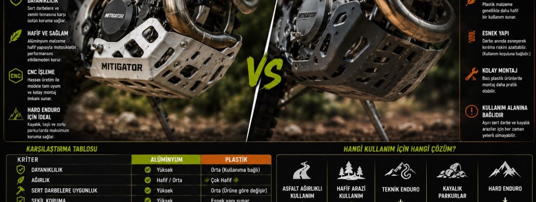 Alüminyum mu Plastik mi? Enduro Motosiklet Koruma Ürünlerinde Malzeme Seçimi Alüminyum mu Plastik mi? Enduro Motosiklet Koruma Ürünlerinde Malzeme Seçimi