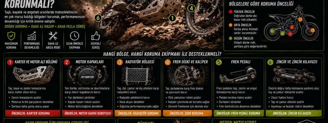 Enduro Motosikletlerde Taş ve Kaya Darbelerine Karşı Hangi Bölgeler Korunmalı? Enduro Motosikletlerde Taş ve Kaya Darbelerine Karşı Hangi Bölgeler Korunmalı?