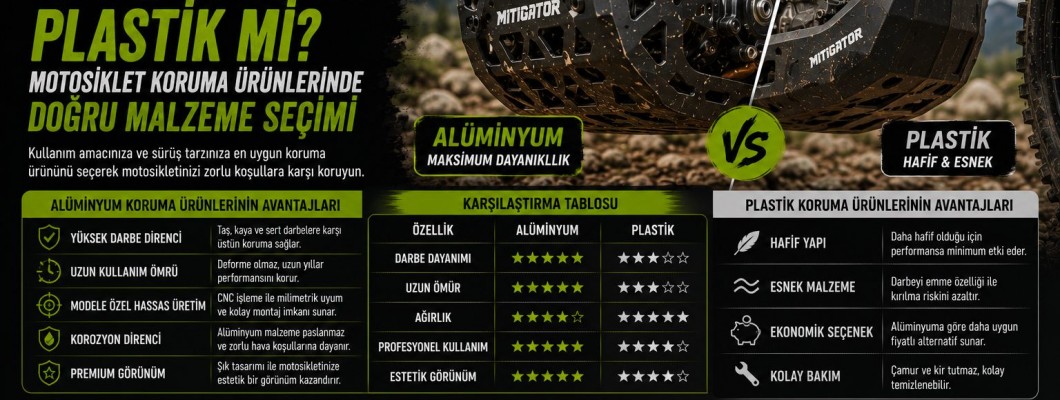 Alüminyum mu Plastik mi? Motosiklet Koruma Ürünlerinde Doğru Malzeme Seçimi